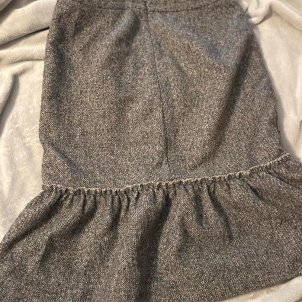 Halogen Gray Tweed Wool Blend Ruffle Flounce Hem Pencil‎ Skirt Size 8